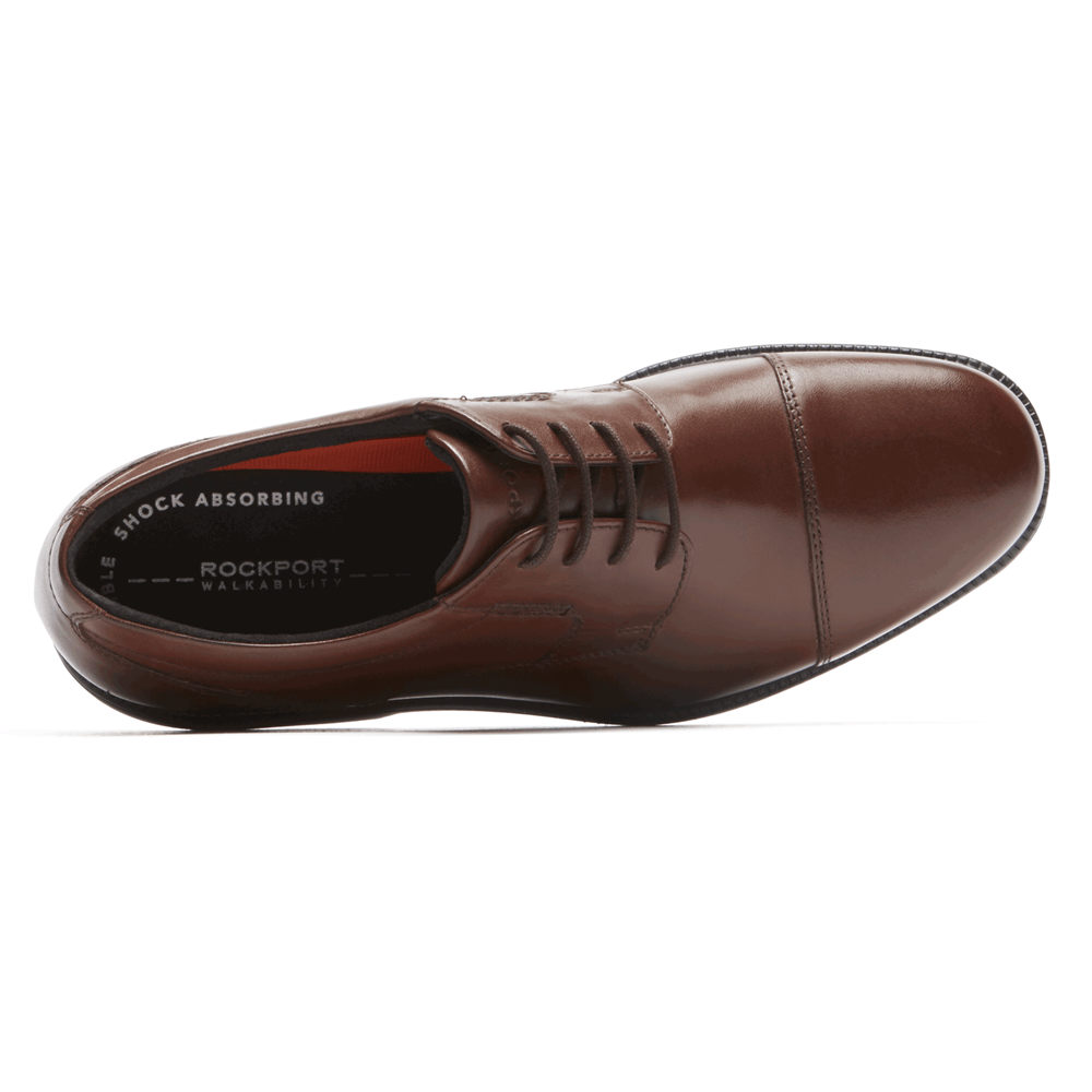 Rockport Singapore Mens Oxfords - Charles Road Cap Toe Brown - WD7152064